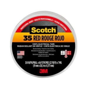 Scotch 3/4 in. x 66 ft. x 0.007 in. #35 Vinyl Electrical Tape, Red 3M