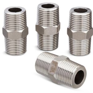 Hooshing 4PCS Hex Nipple 3/8" Male NPT Stainless Steel 304 Threaded Pipe Fitting